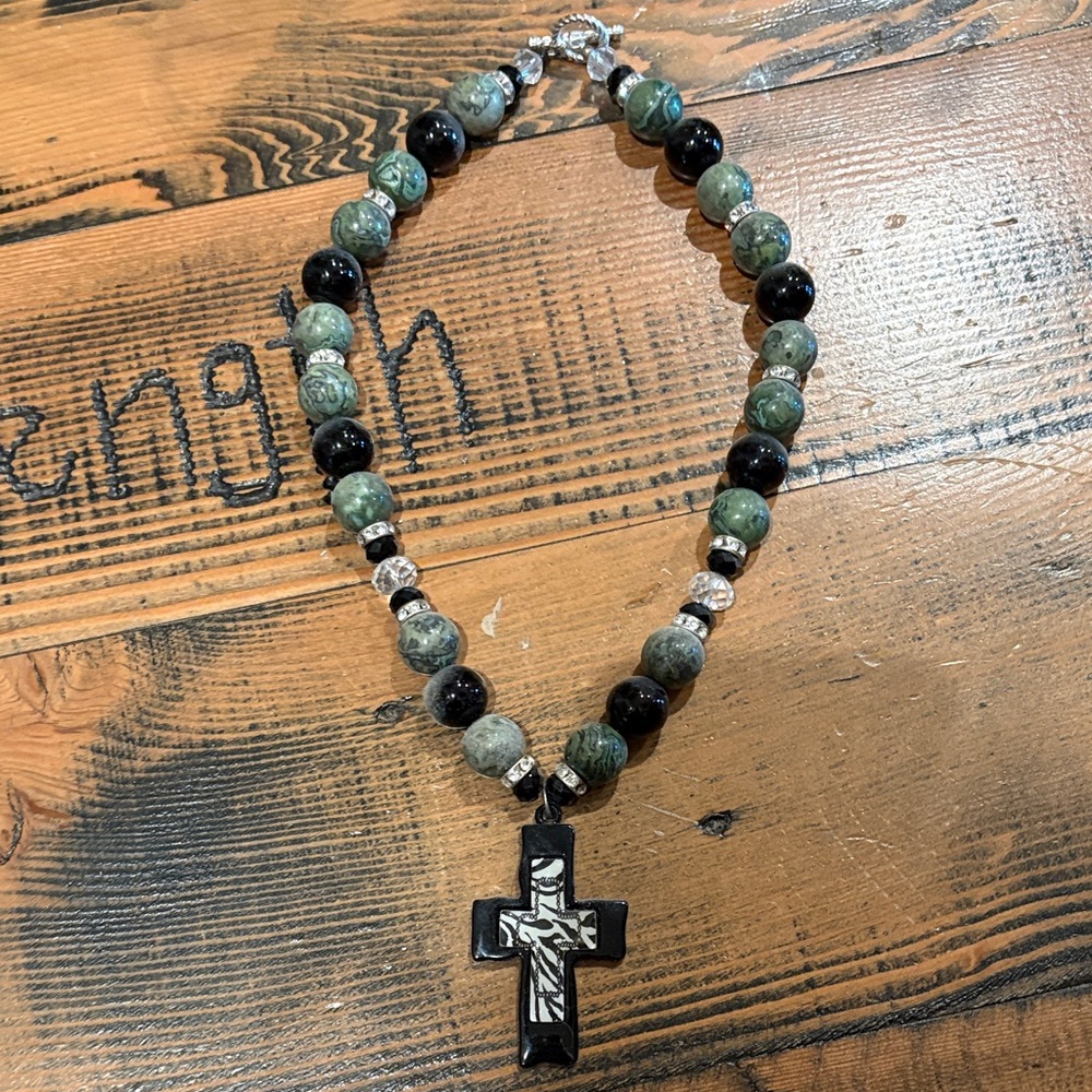 Elegant Beaded Cross Necklace